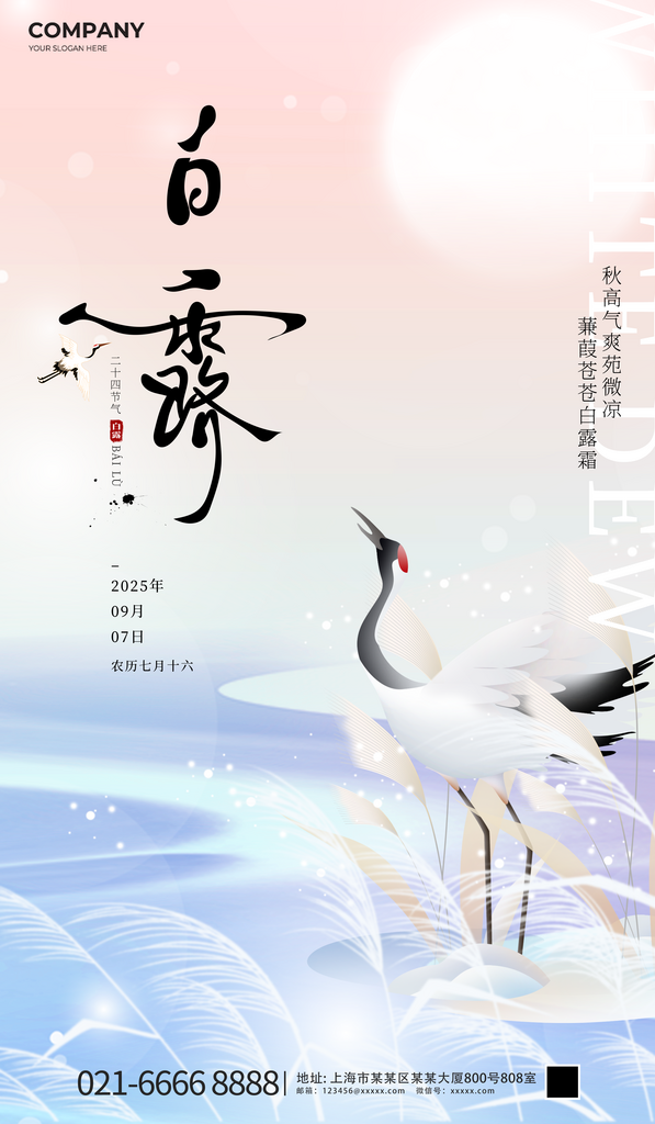 清新创意白露传统节气海报素材
