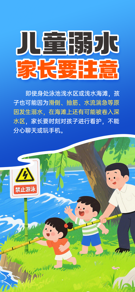 预防儿童溺水安全教育海报素材