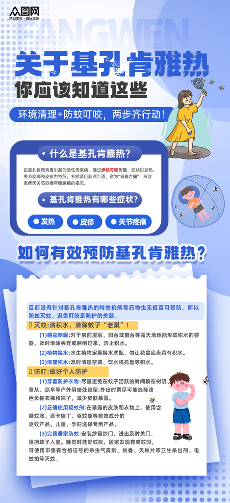 时尚预防基孔肯雅热防蚊灭蚊医疗知识海报素材