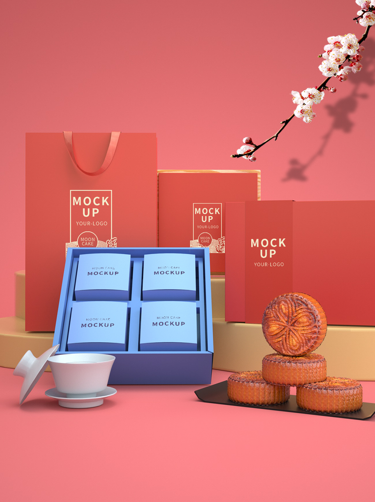 中秋节月饼礼盒样机设计素材