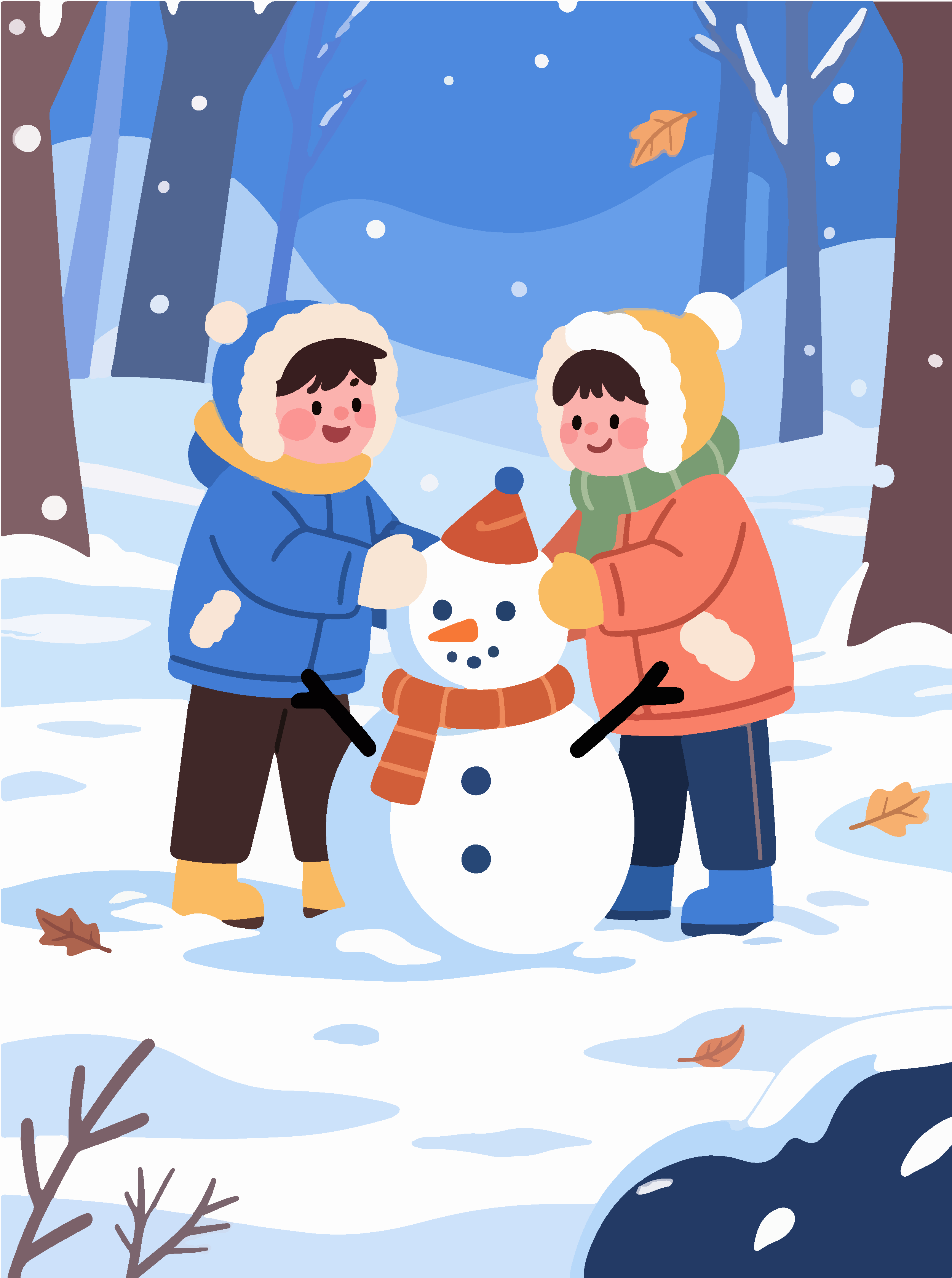 冬季大雪节气插画素材