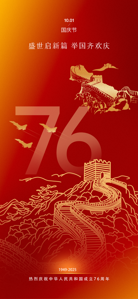 欢度国庆节76周年海报素材
