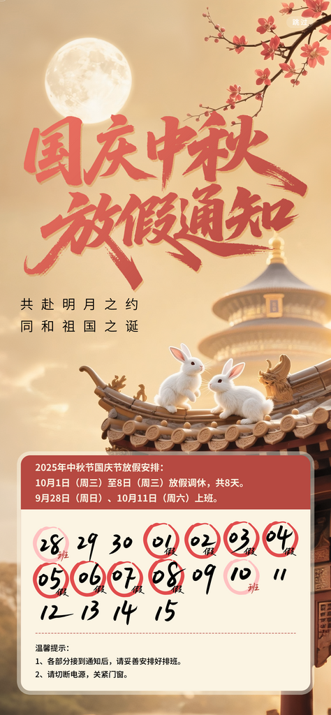 中秋国庆放假通知海报素材