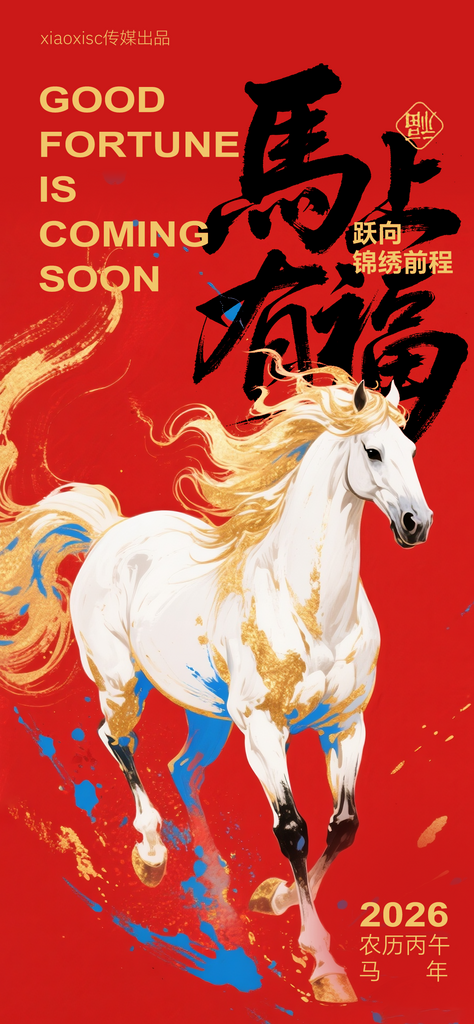 马年大吉创新年贺卡素材