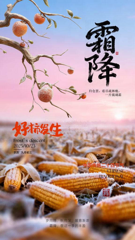 霜降二十四节气海报素材