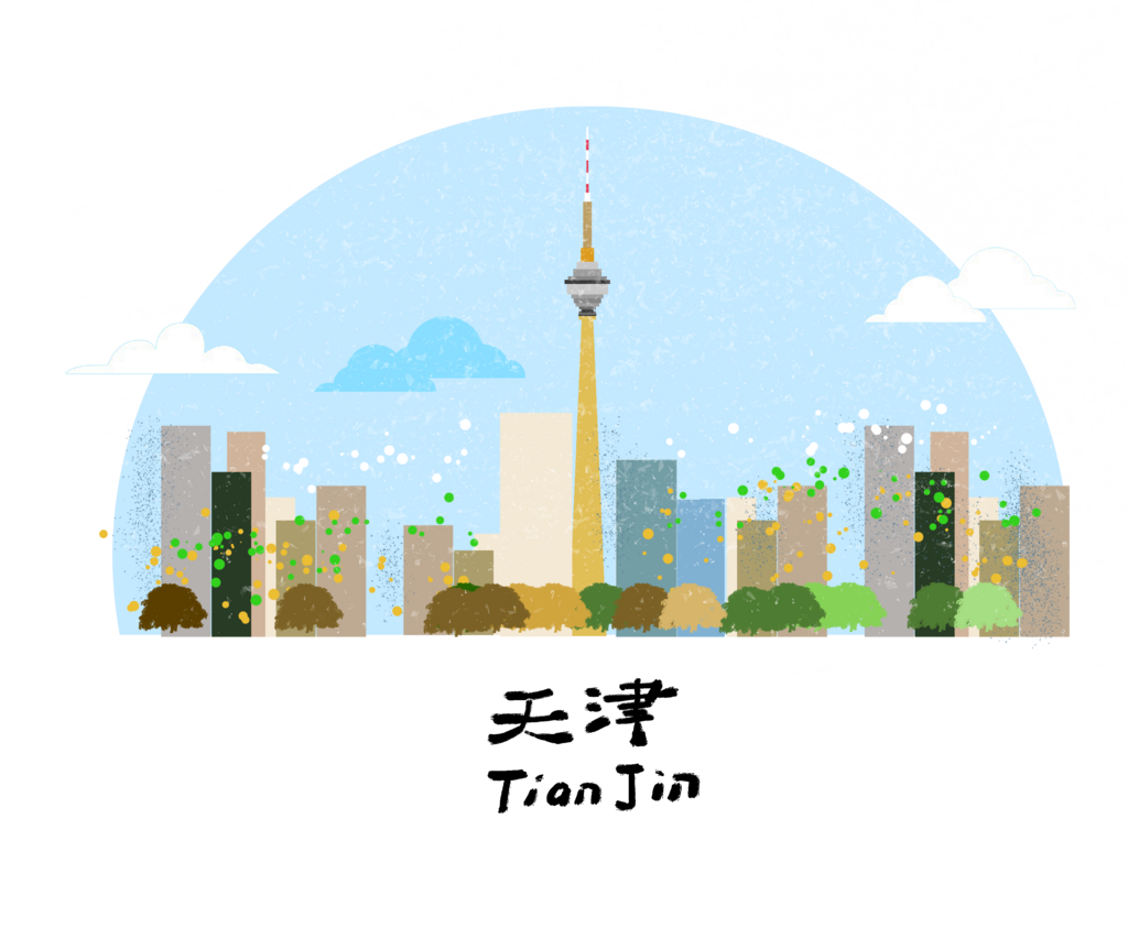 天津城市建筑插画模板素材