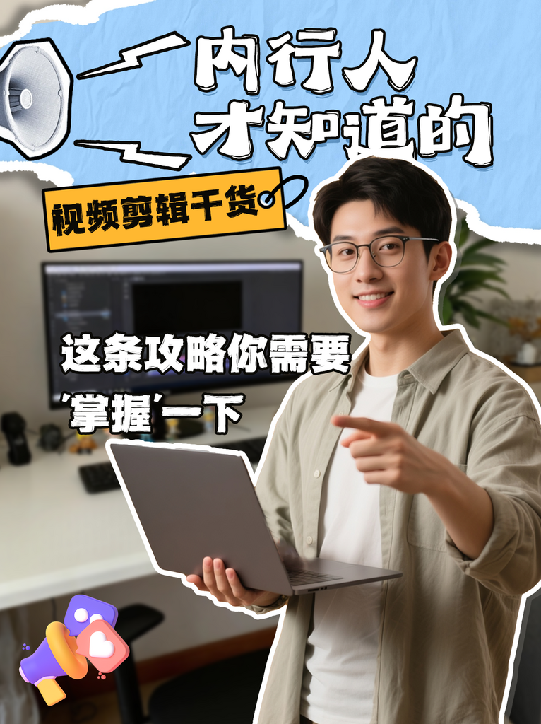 自媒体视频剪辑攻略小红书封面海报素材