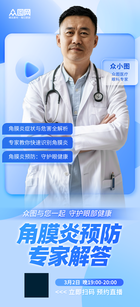 时尚名医医生专家坐诊医疗直播人物海报素材