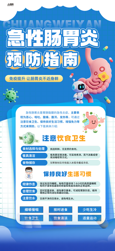 大气胃炎胃部健康胃病医疗科普海报素材