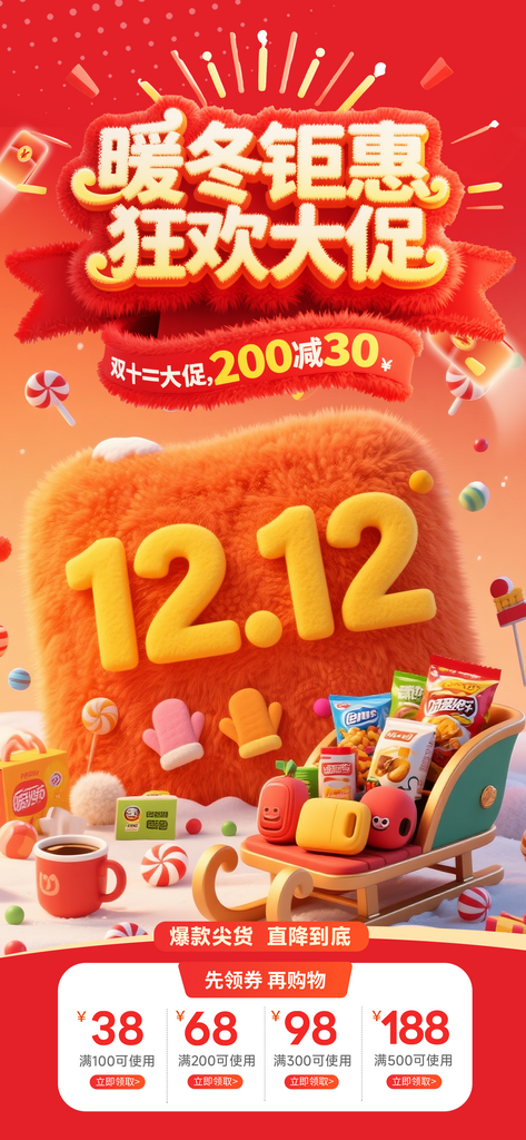 双十二电商购物节海报素材