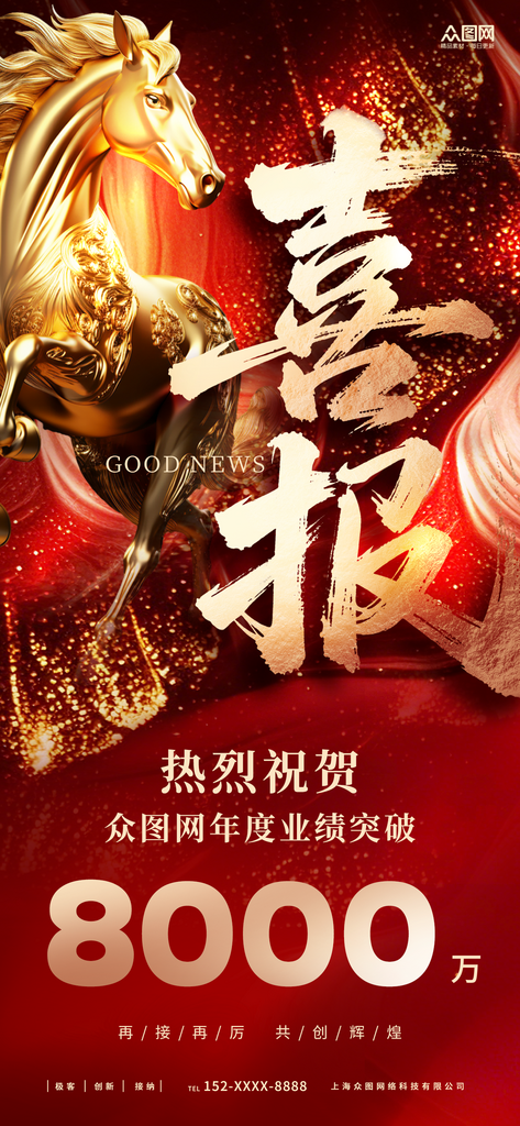 2026年马年新年企业业绩喜报战报海报素材