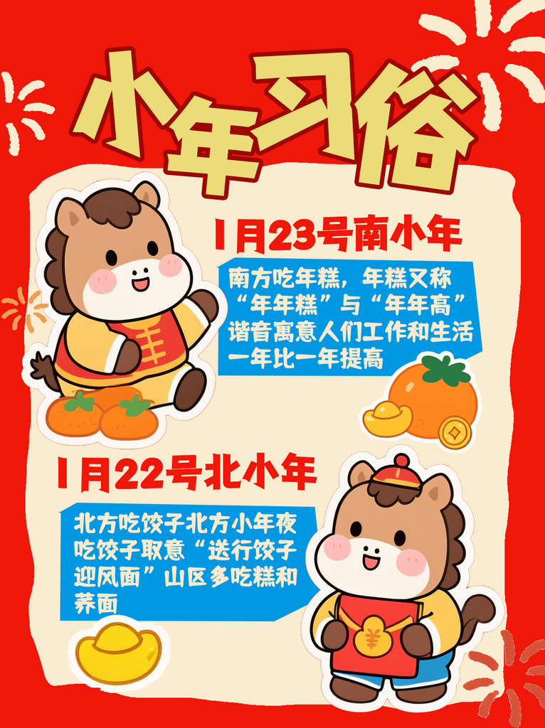 小年节日习俗小红书封面海报素材