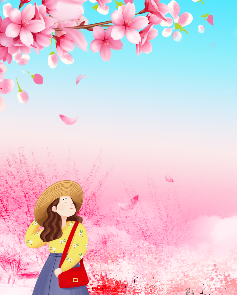 春日踏青背景模板素材素材