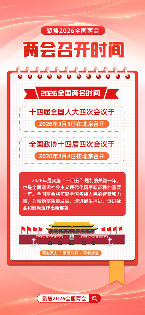 2026全国两会召开时间党建党政系列海报素材