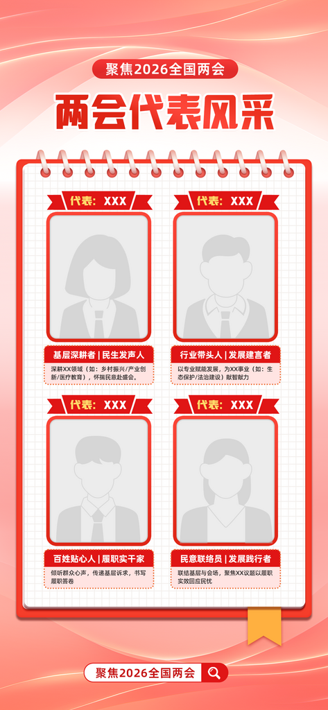 2026全国两会代表介绍风采党建宣传海报素材