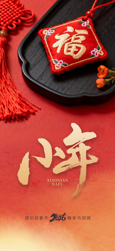 红色中国风小年福字装饰插画素材新年海报素材