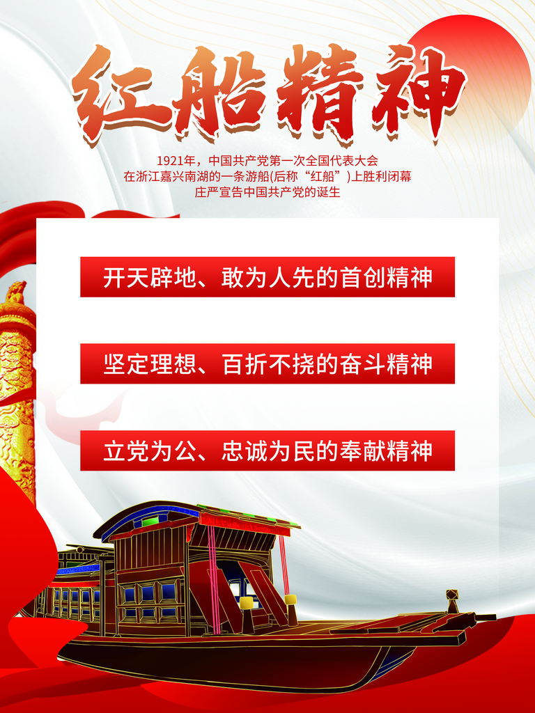 红色党建红船革命红色文化精神素材