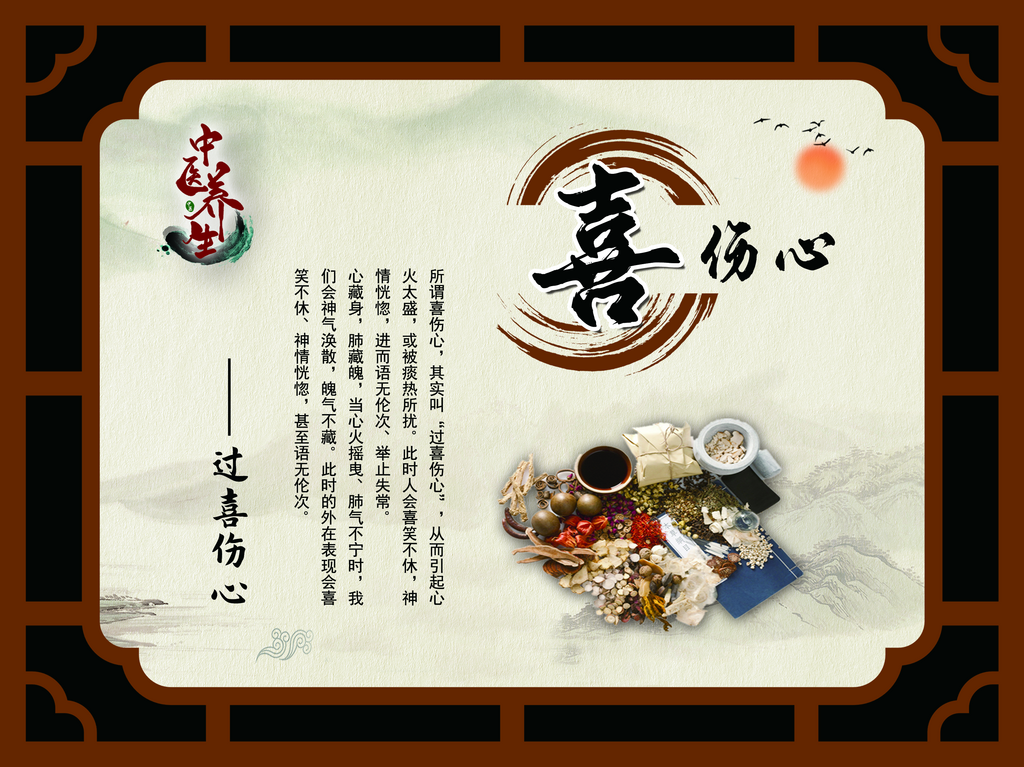中医五脏之喜伤心展板素材