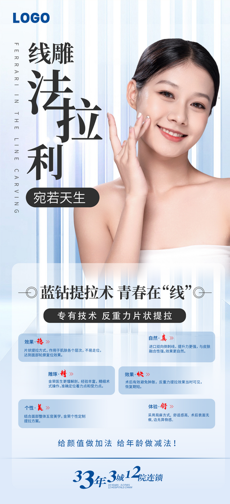 面部黄金微雕线雕医美宣传海报素材