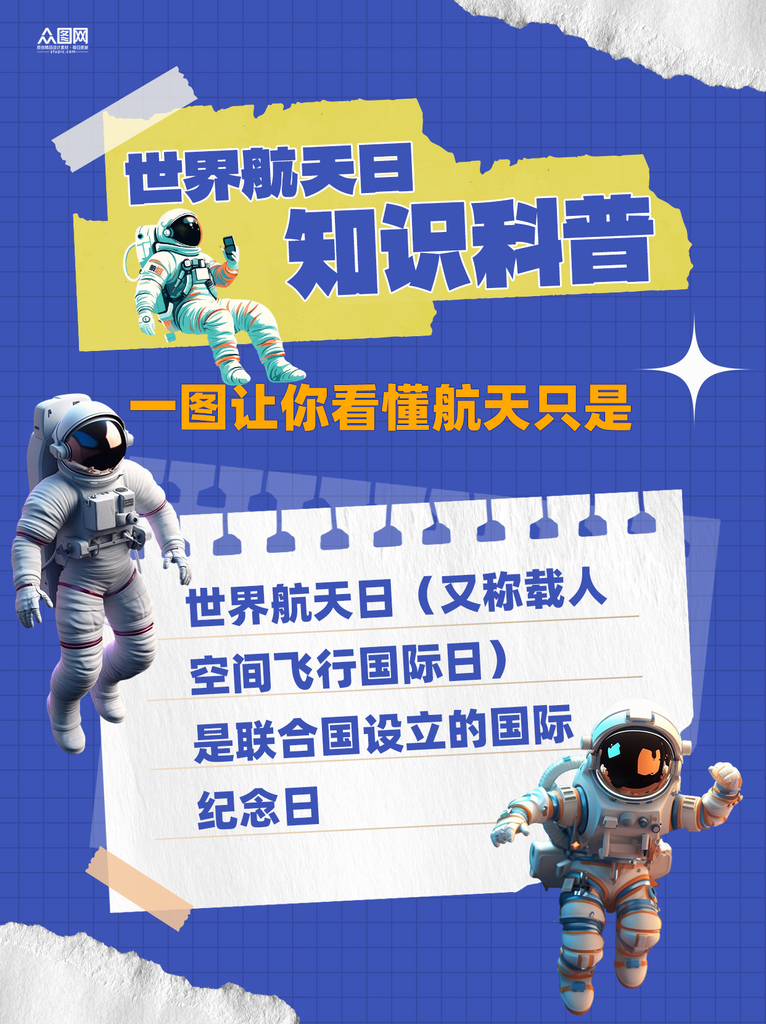 蓝色世界航天日知识科普小红书海报素材