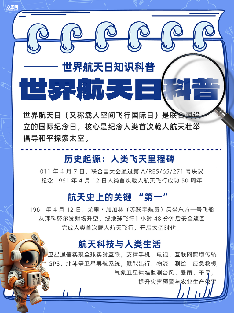 简约世界航天日知识科普小红书海报素材