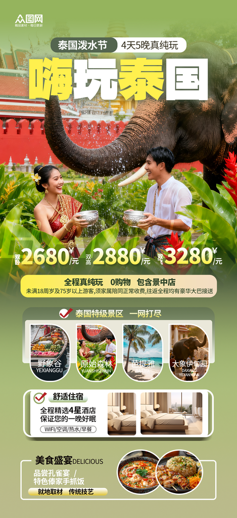 泰国泼水节旅游海报素材