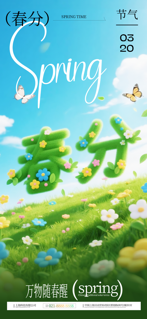 24节气春分海报营销朋友圈模板素材