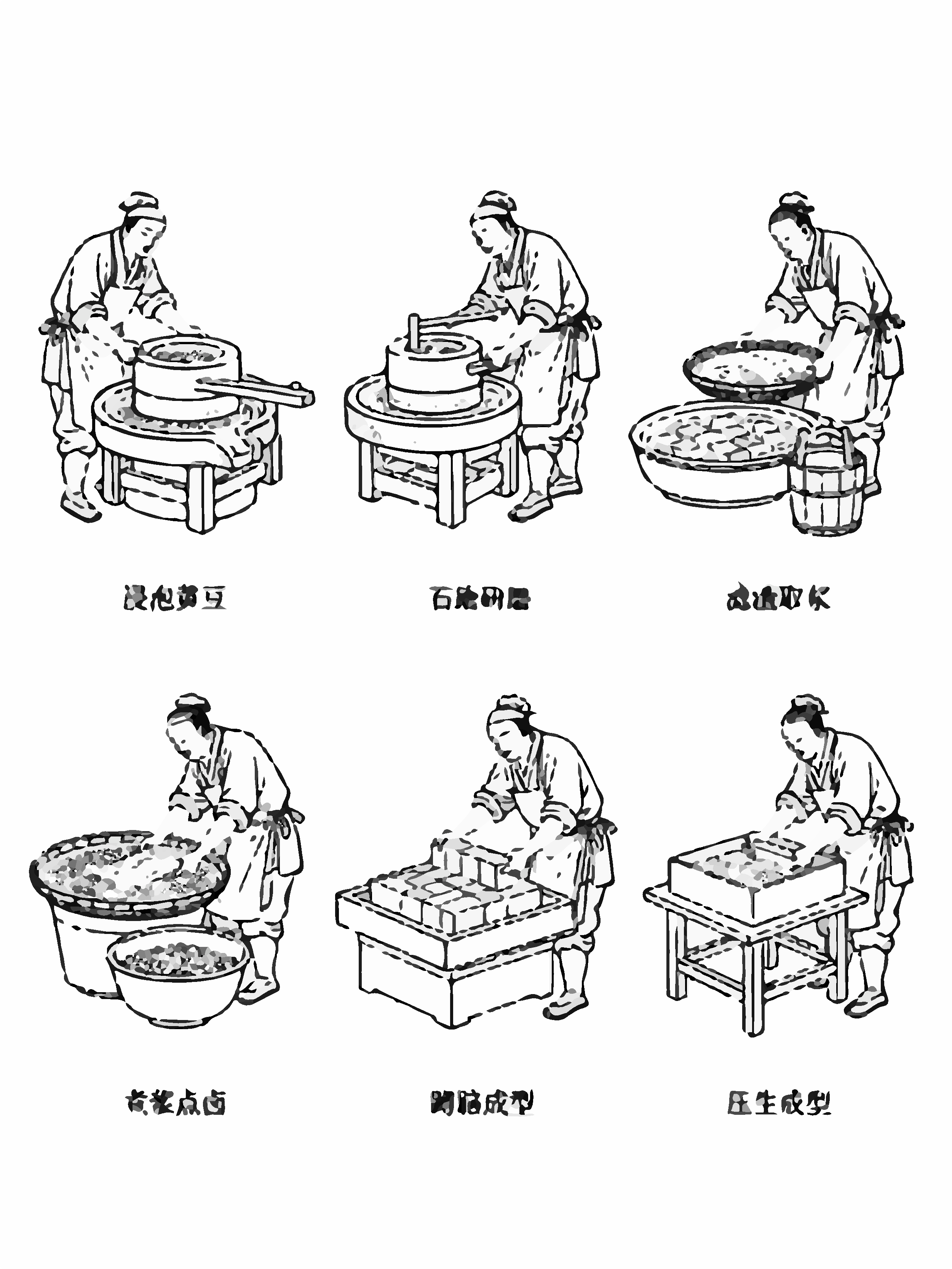 传统豆腐制作工艺插画素材