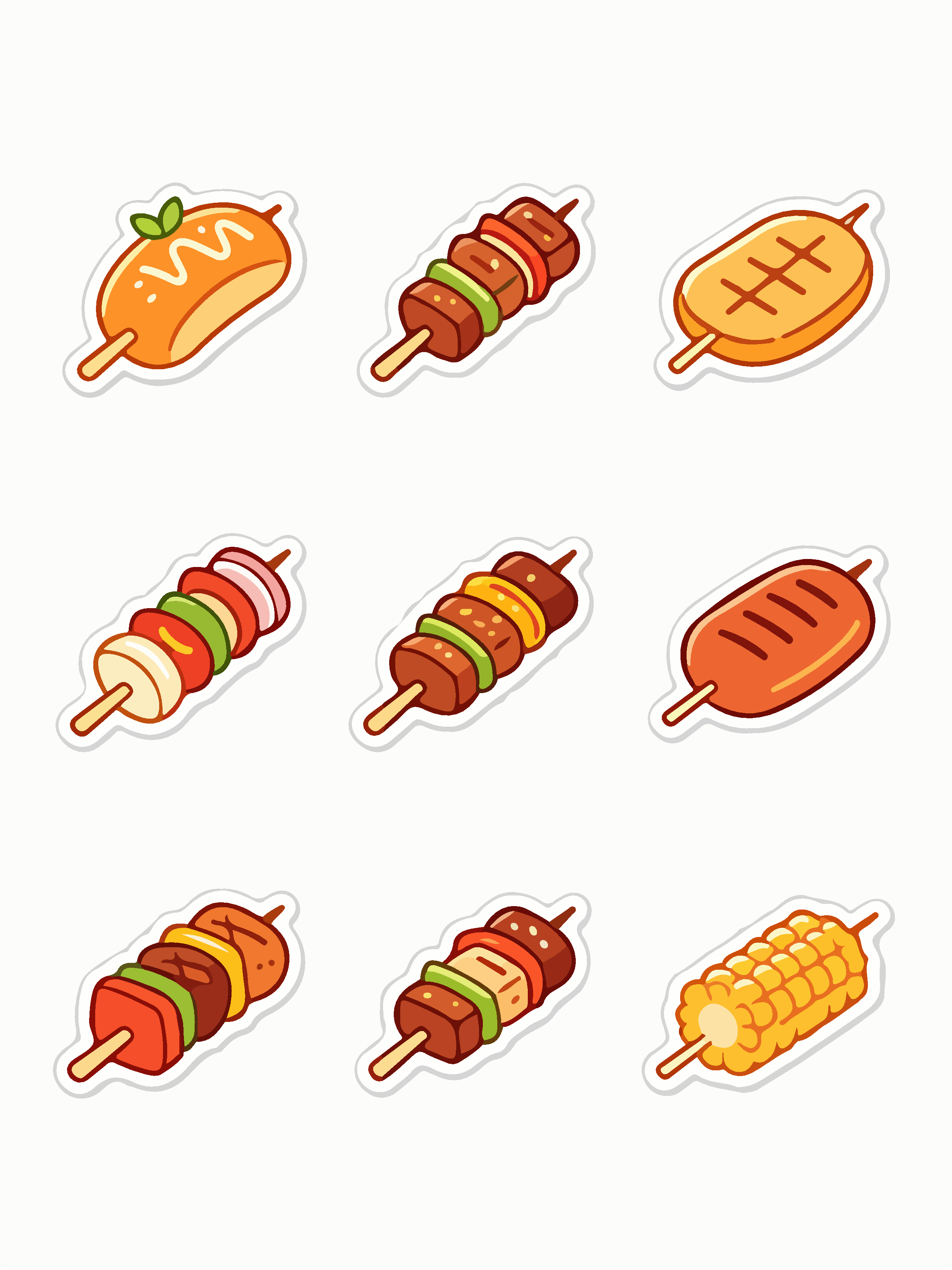 烧烤美食贴纸插画素材