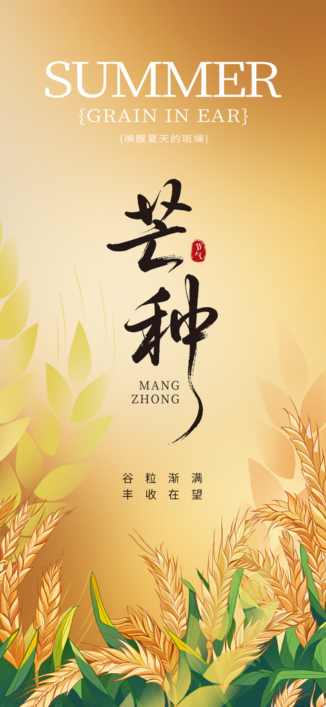 二十四节气芒种海报原素材