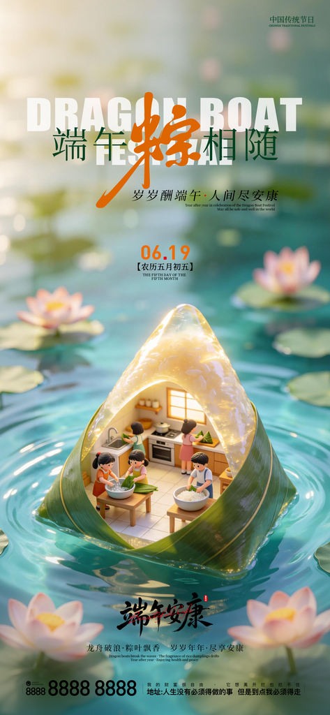 端午节卡通创意祝福海报素材