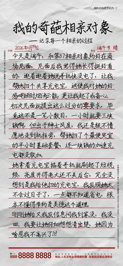 创意搞笑日记宣传海报素材