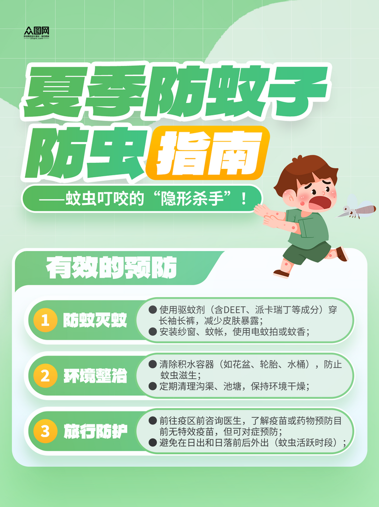 夏季防蚊虫驱蚊攻略小红书海报素材