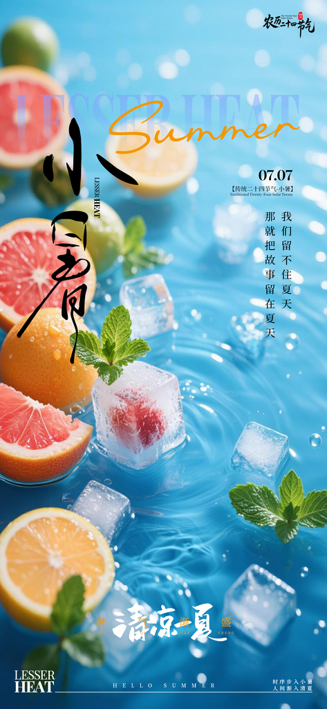 小暑二十四节气写实清凉宣传海报素材