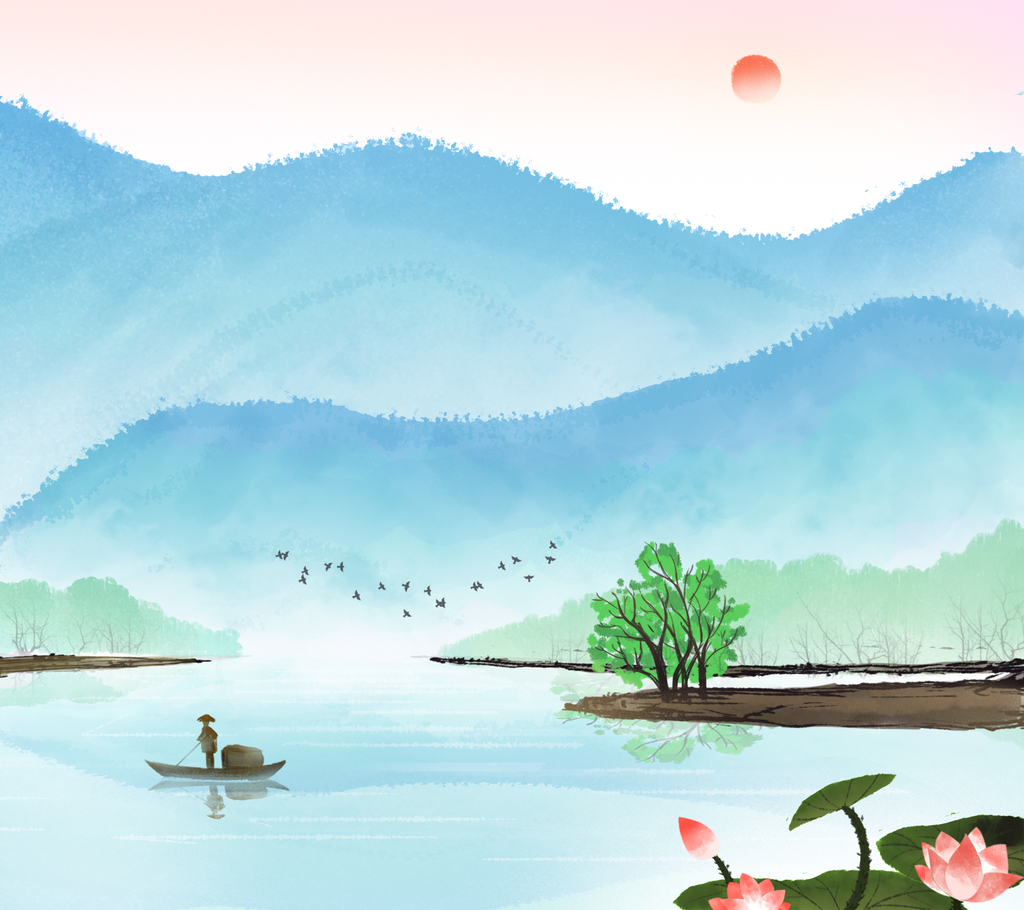 中国风山水风景画装饰画素材