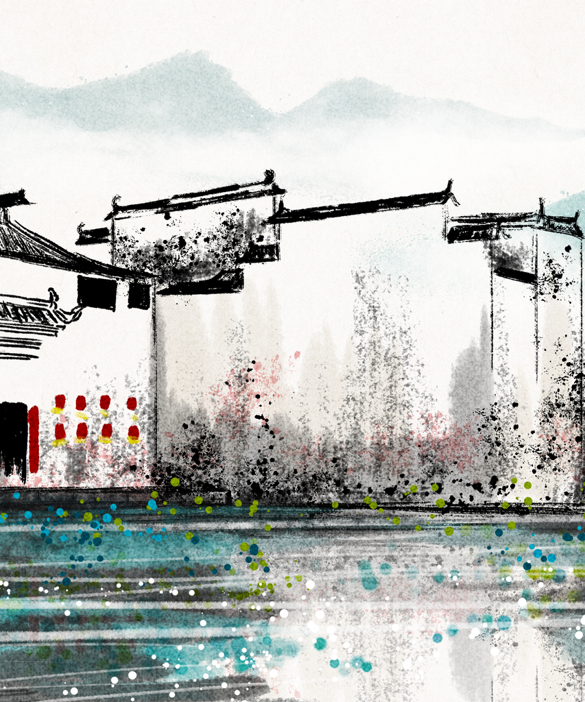 水墨山水风景画装饰画素材