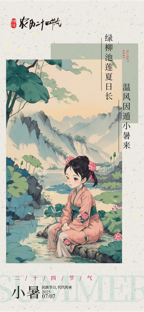 小暑二十四节气海报模板素材