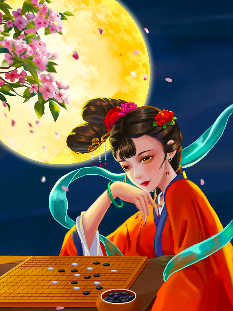 古风汉服美女插画图片素材