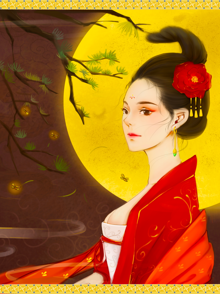 古风汉服美女插画图片素材
