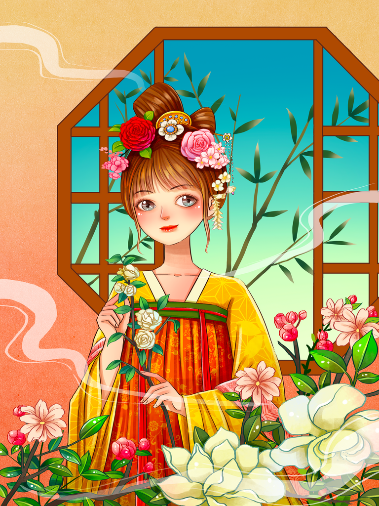 古风汉服美女插画素材