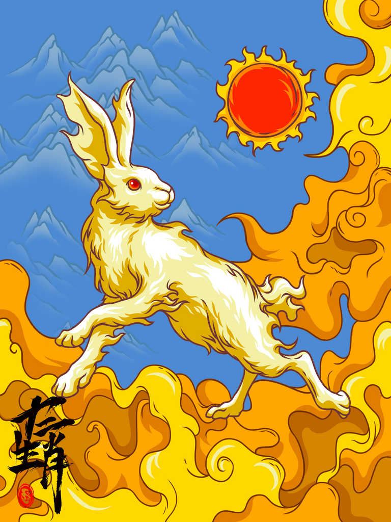 十二生肖兔插画素材素材
