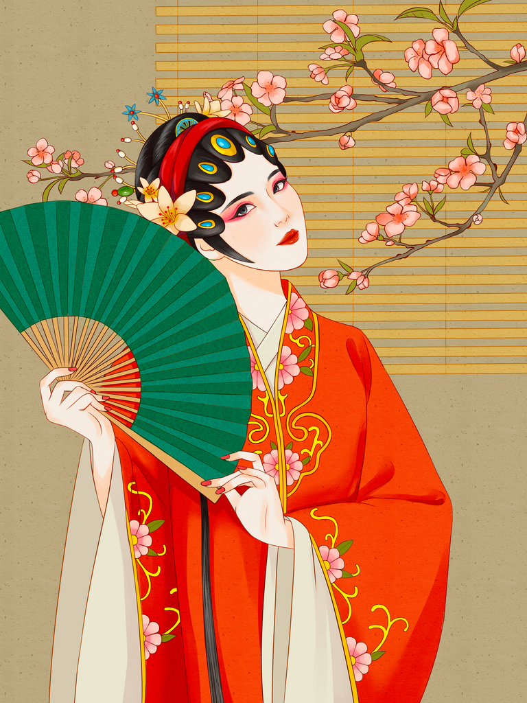 国潮国风美女插画图片素材