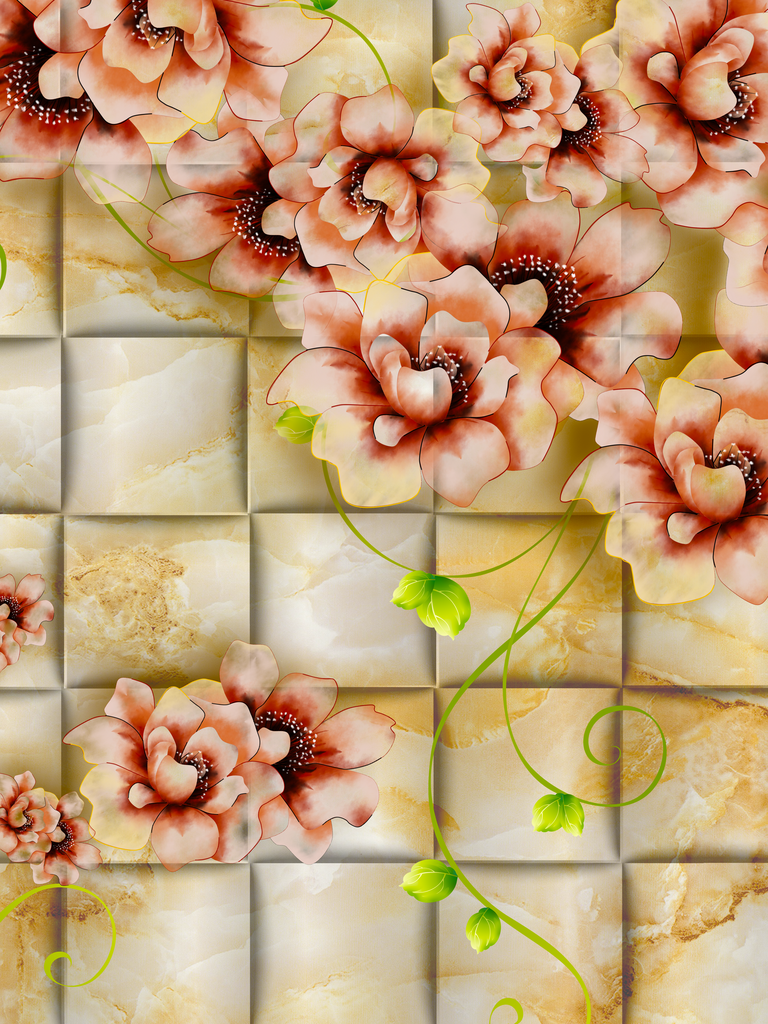 唯美花卉立体装饰画挂画素材