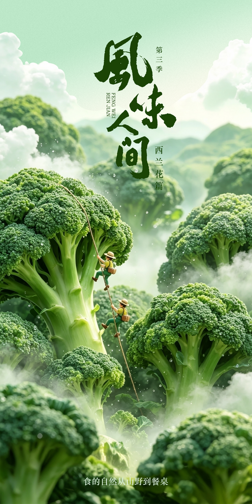微缩人物西兰花海报设计素材