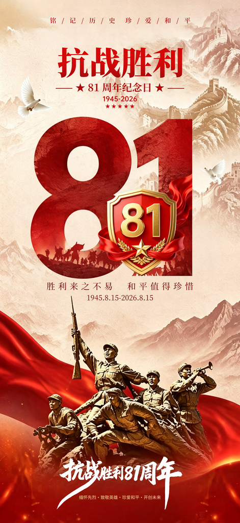 抗战胜利81周年纪念日海报素材