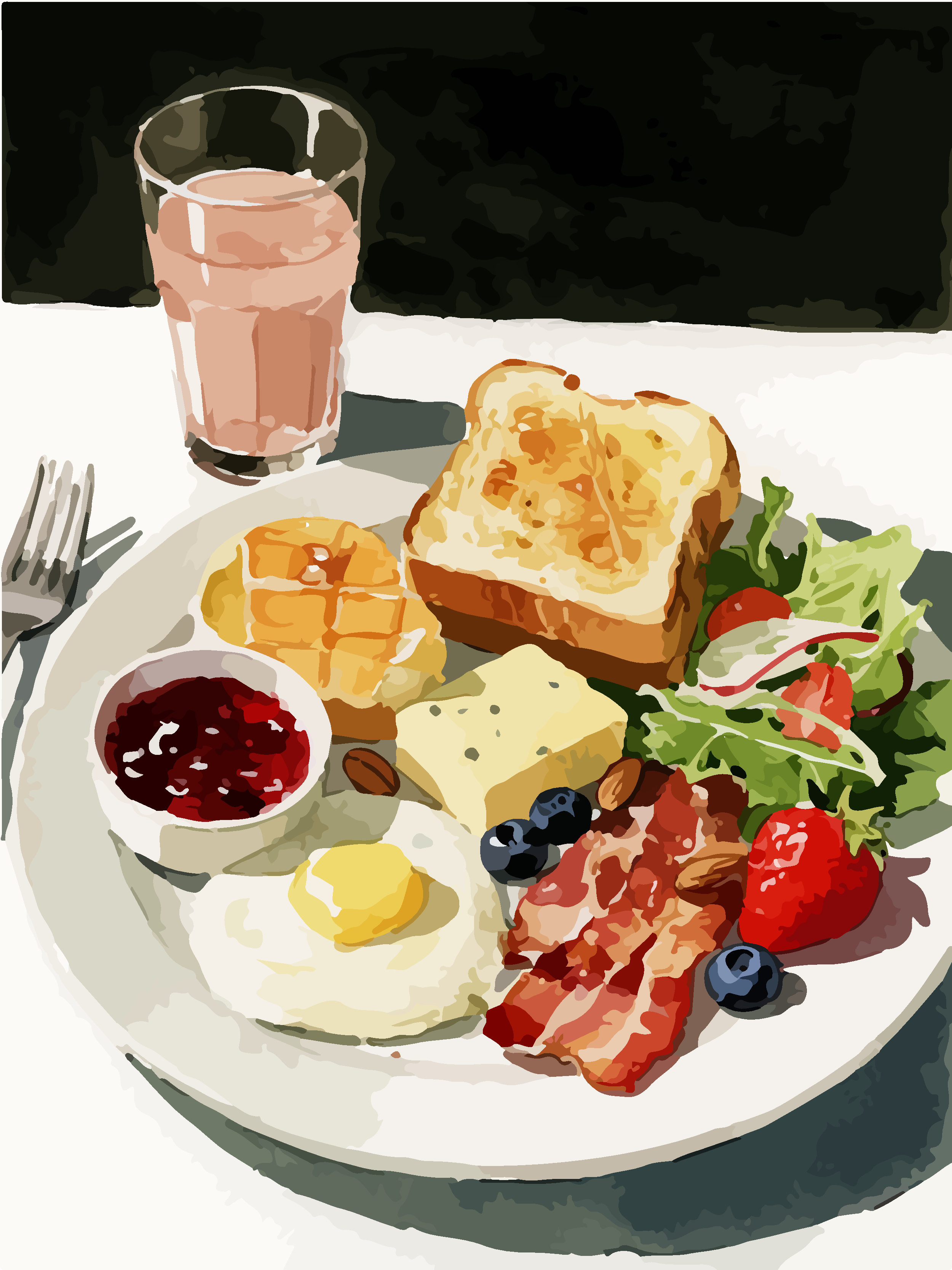 精美手绘早餐拼盘插画素材