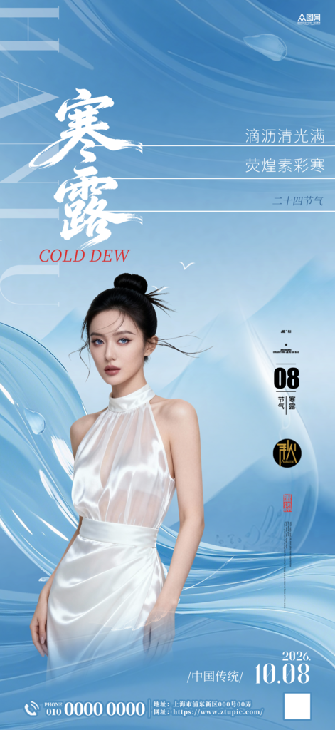 寒露二十四节气医美行业人物海报素材