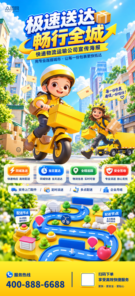 快递物流外卖宣传海报素材