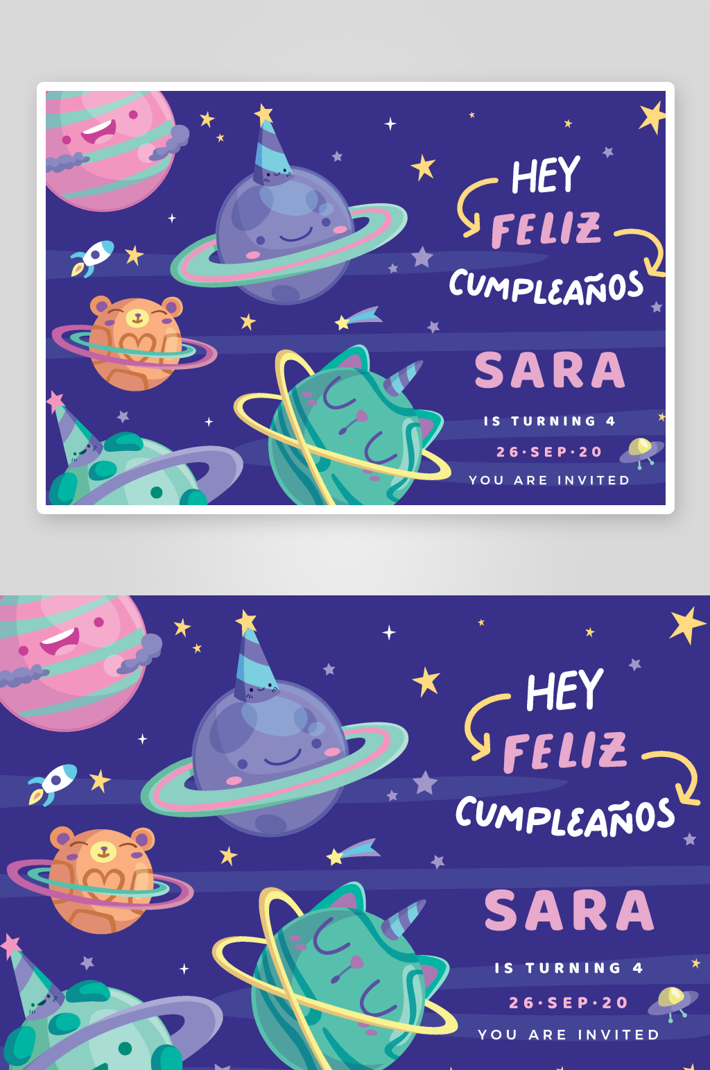 卡通宇宙星球矢量插画素材