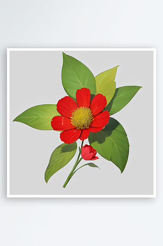 绿叶红花免抠元素素材